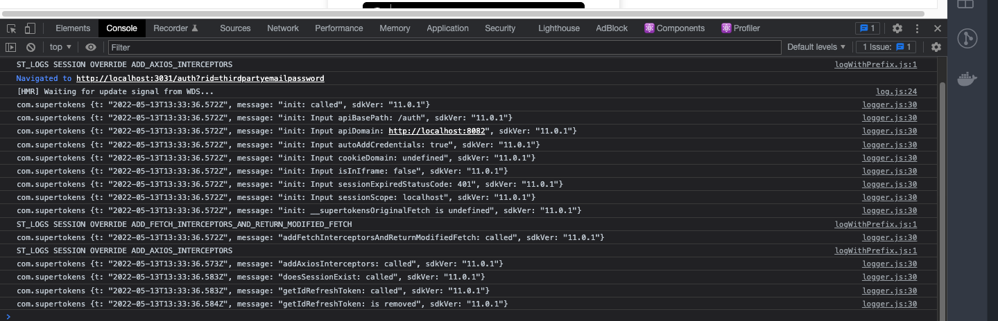 Frontend browser debug logs